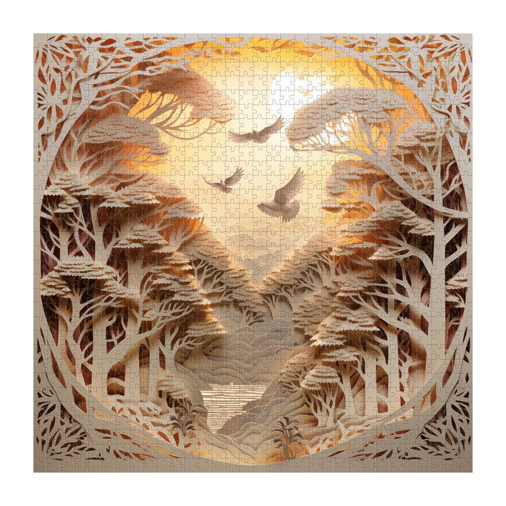 3D Forest Sunset Jigsaw Puzzle 1000 Pieces