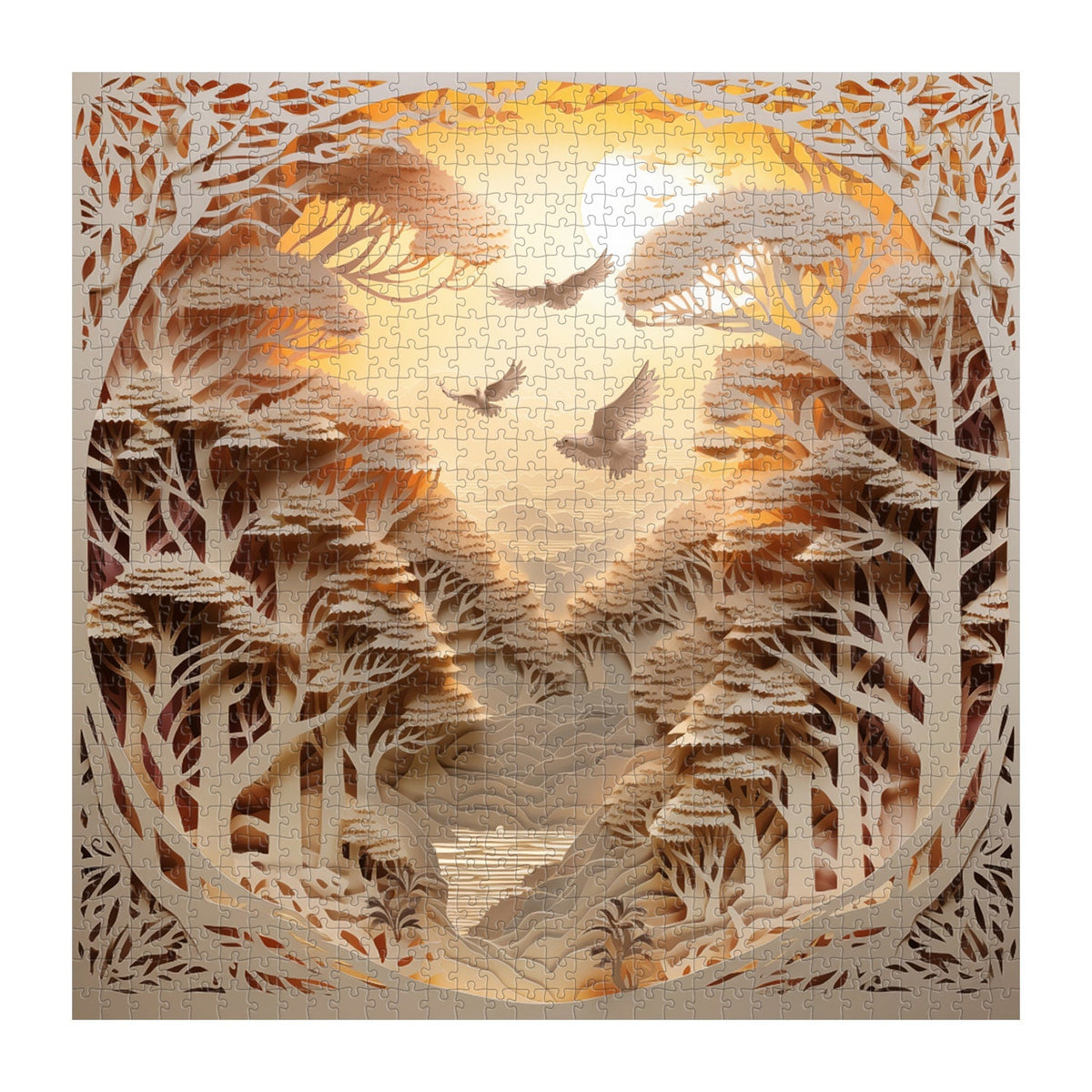 3D Forest Sunset Jigsaw Puzzle 1000 Pieces