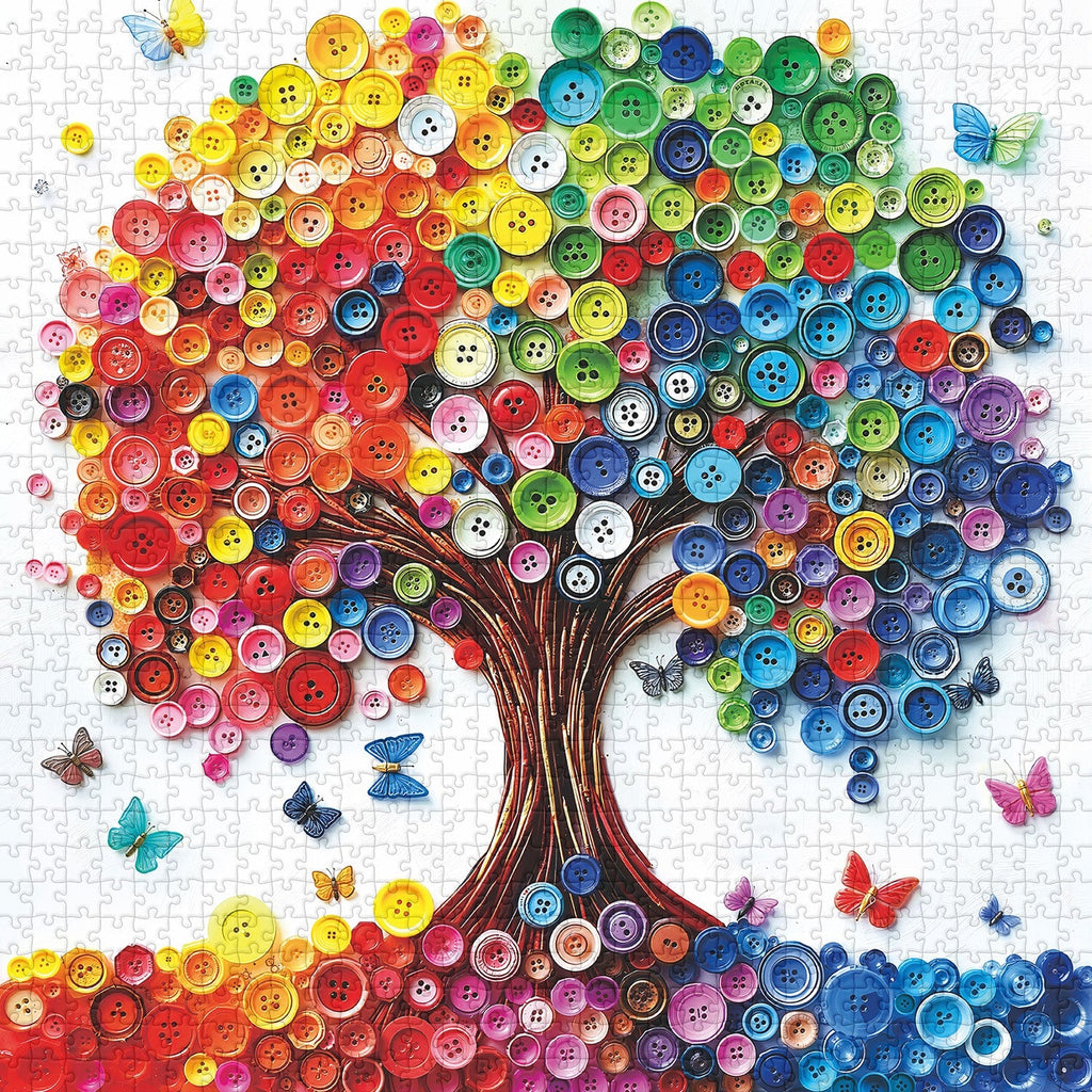 Button Art Tree Jigsaw Puzzle 1000 Pieces