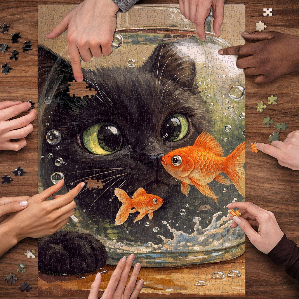 Cat and Goldfish Jigsaw Puzzle 1000 Pieces