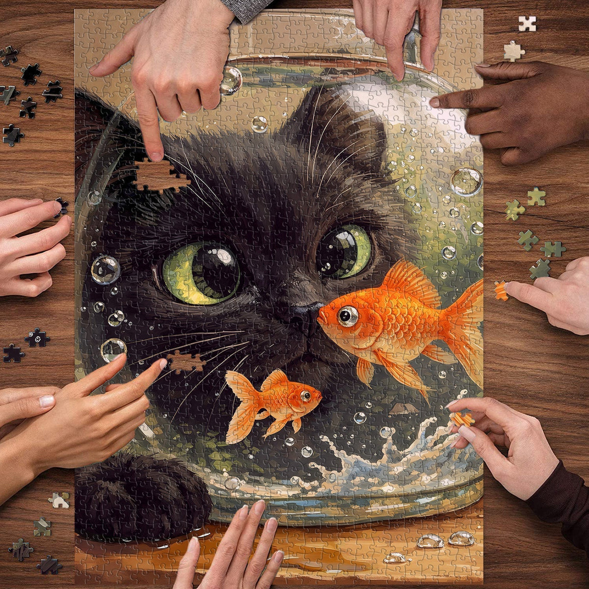 Cat and Goldfish Jigsaw Puzzle 1000 Pieces