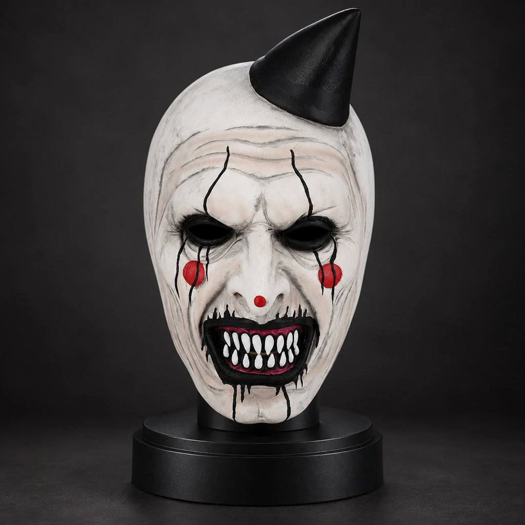 Black Cone Hat Horror Clown Silicone Mask