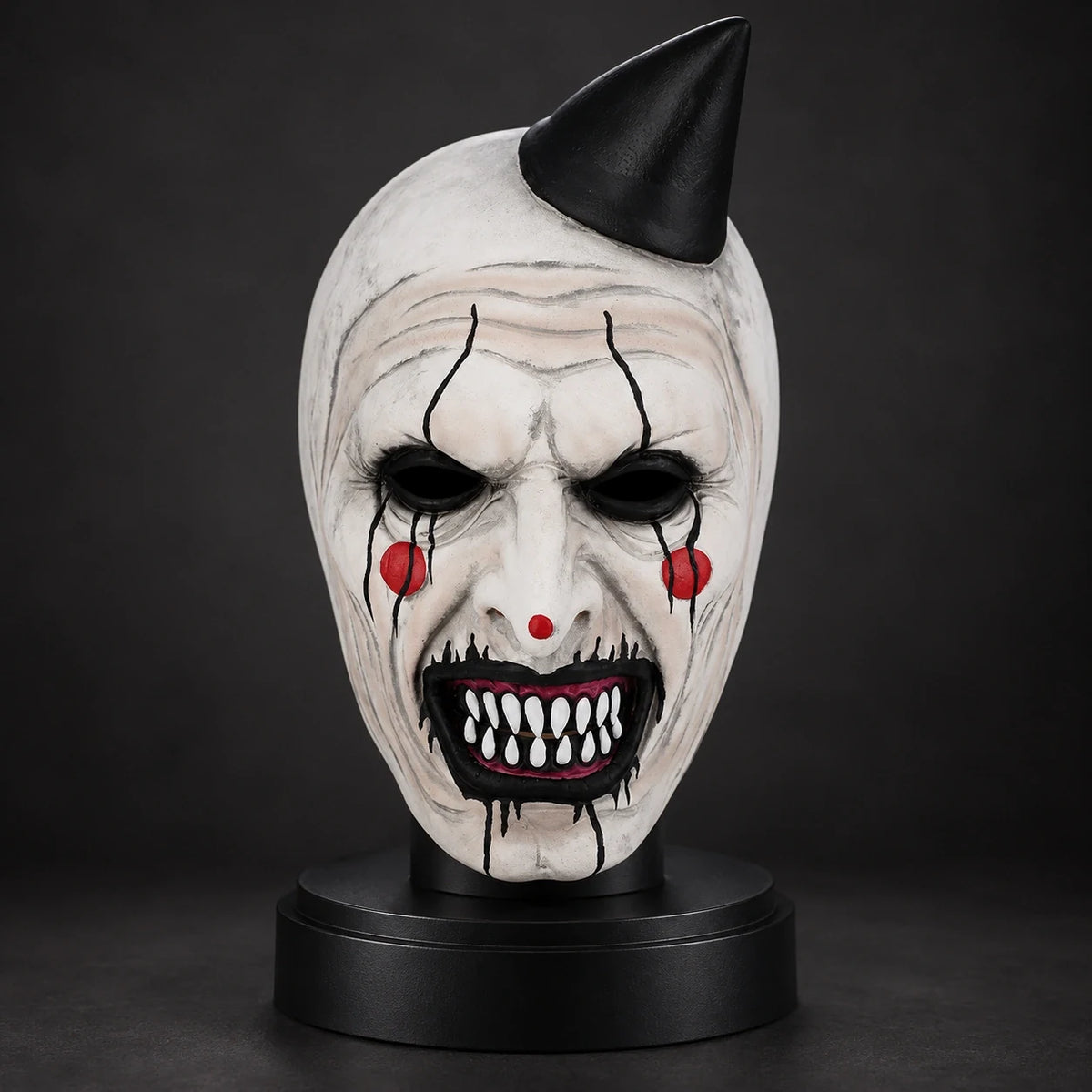 Black Cone Hat Horror Clown Silicone Mask
