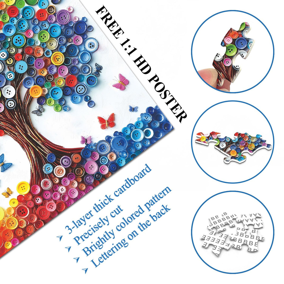 Button Art Tree Jigsaw Puzzle 1000 Pieces