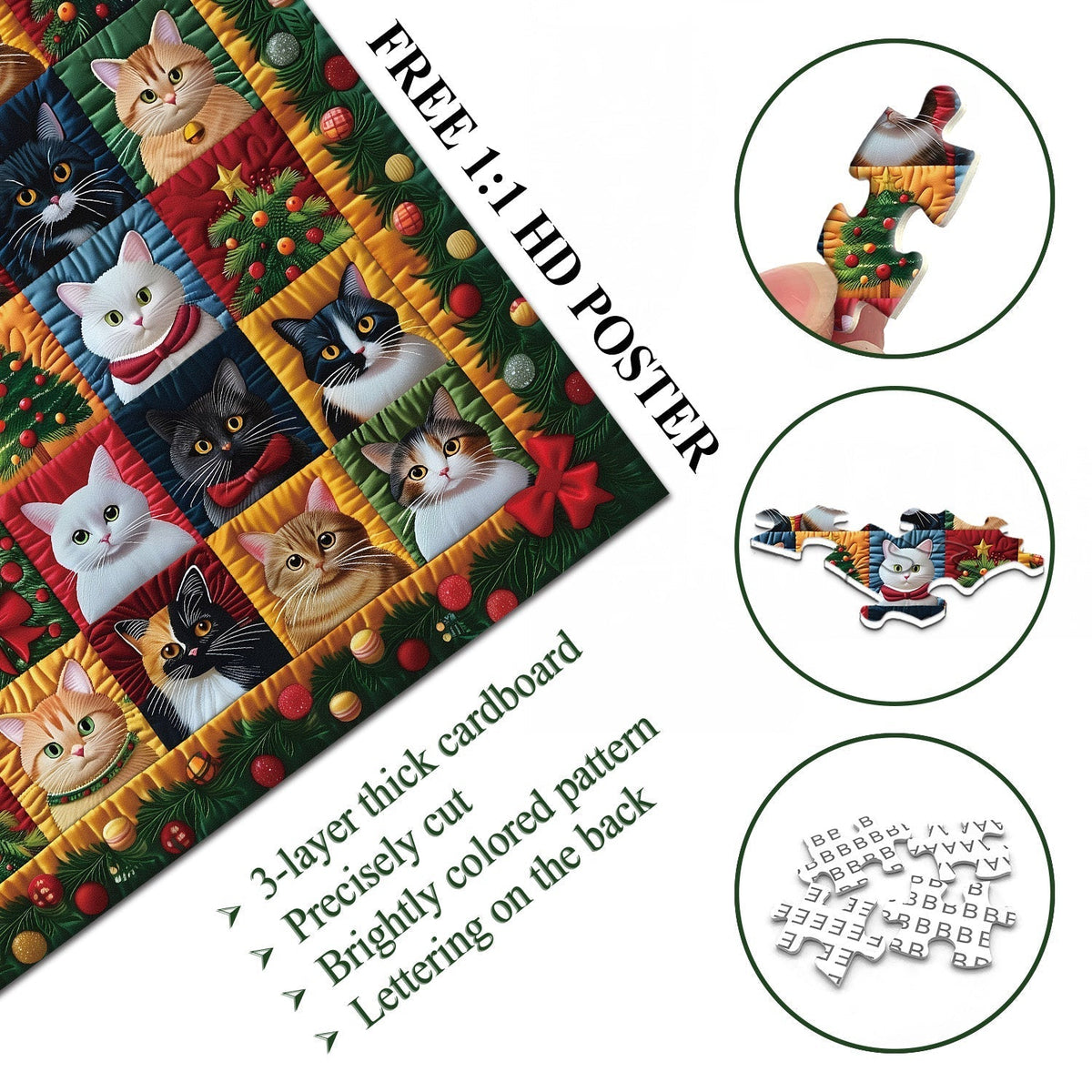Christmas Cats Jigsaw Puzzle 1000 Piece