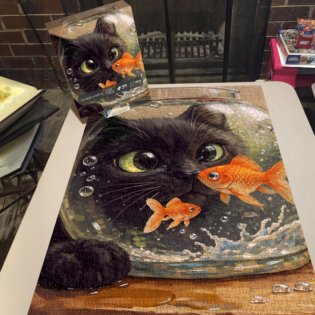 Cat and Goldfish Jigsaw Puzzle 1000 Pieces