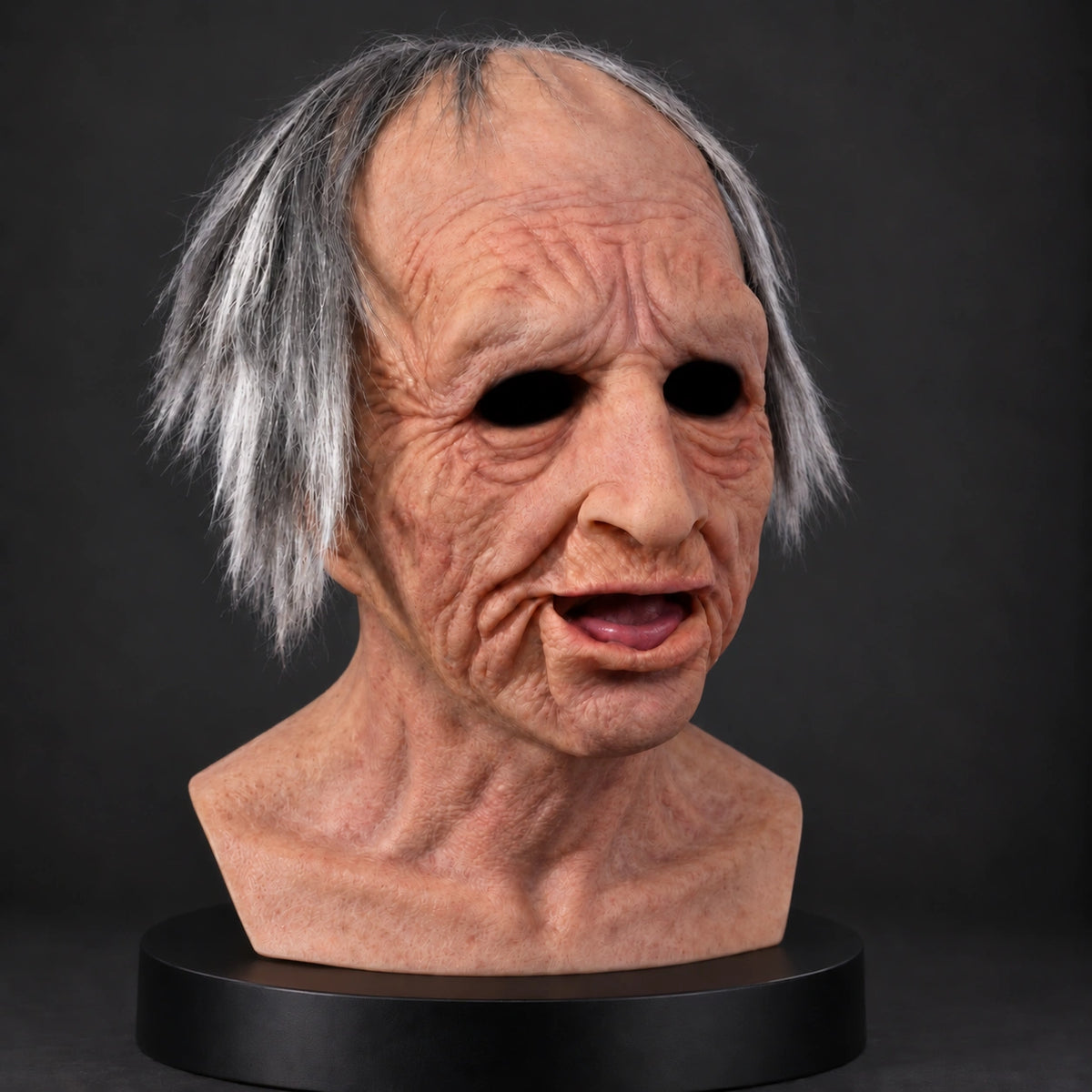 Cheerful Senior Grandfather Silicone Mask with Eyebrow Accents